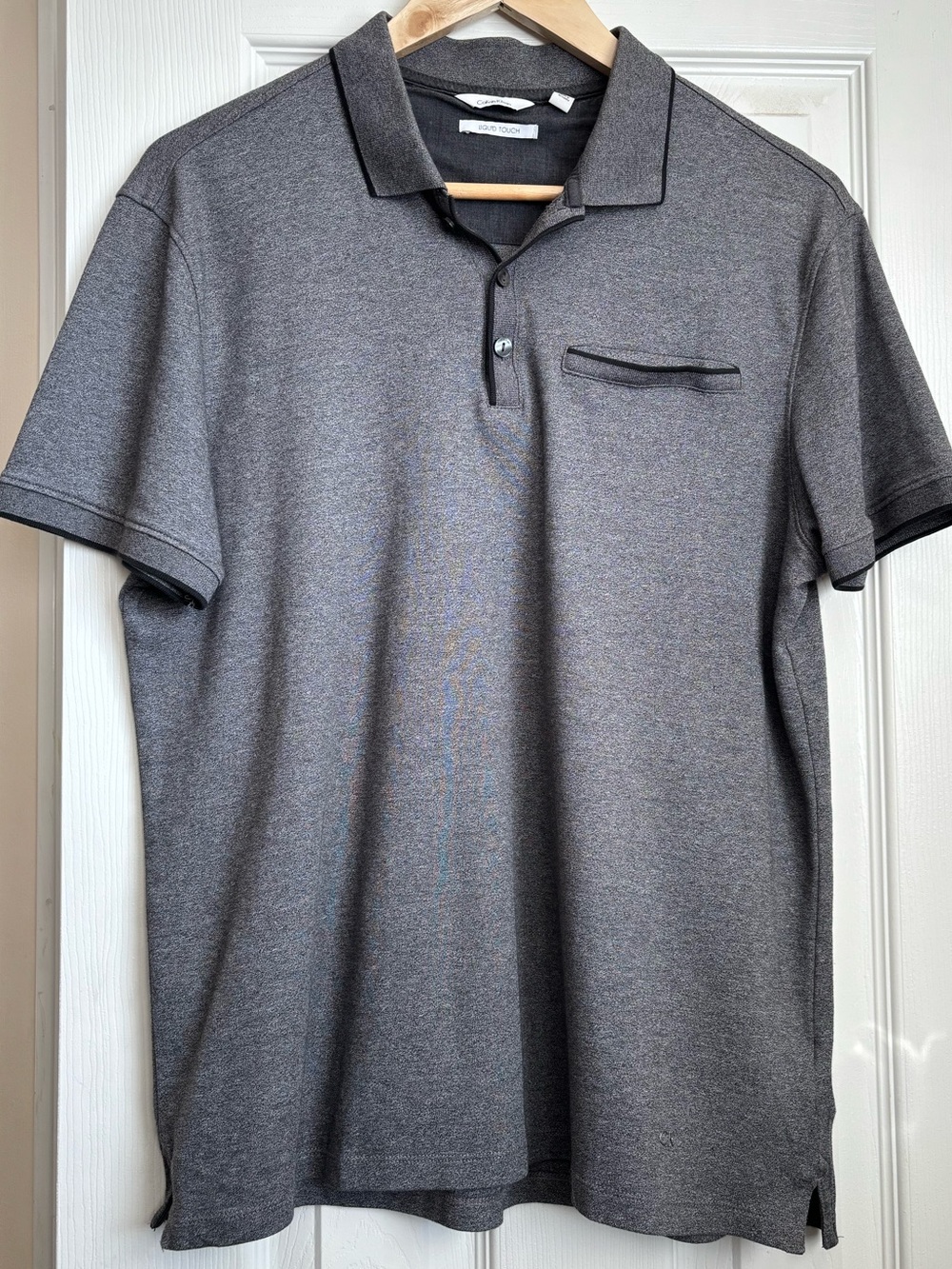 Calvin Klein Men's Gray Polo with Chest Pocket Trim